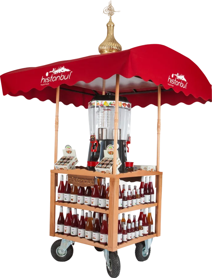 histanbul mobil stand: tuğralı altın kubbe, şerbet sebili ve raflar